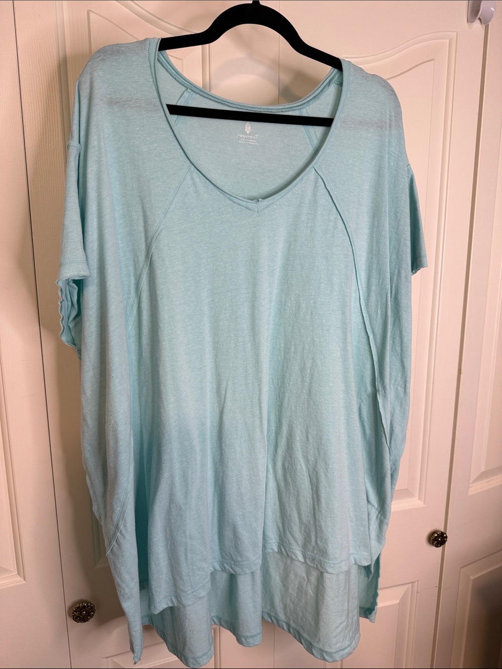 Light Blue Women's V-Neck Relaxed Tee oversized